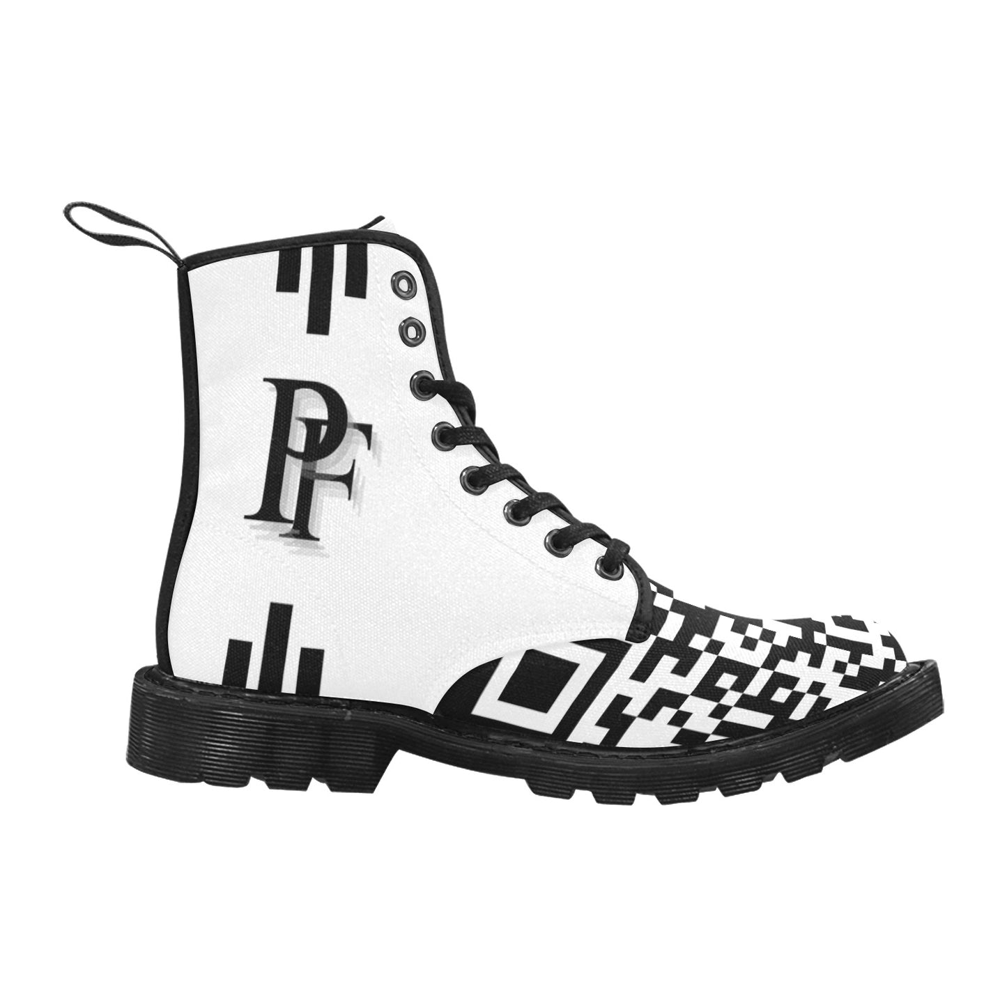 Men's Lace Up Canvas Boots (Model1203H)(Black)