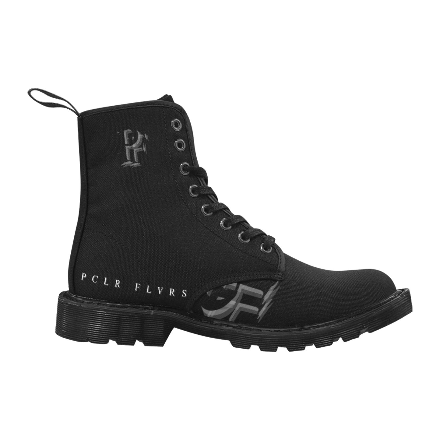 Men's Lace Up Canvas Boots (Model1203H)(Black)