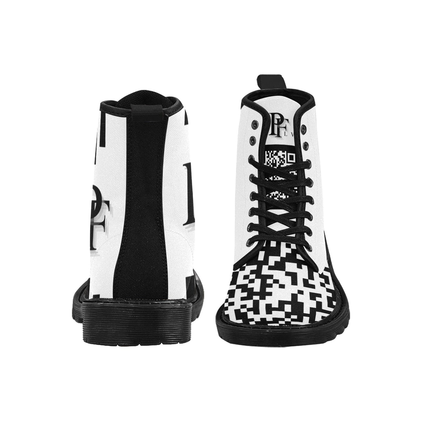 Men's Lace Up Canvas Boots (Model1203H)(Black)