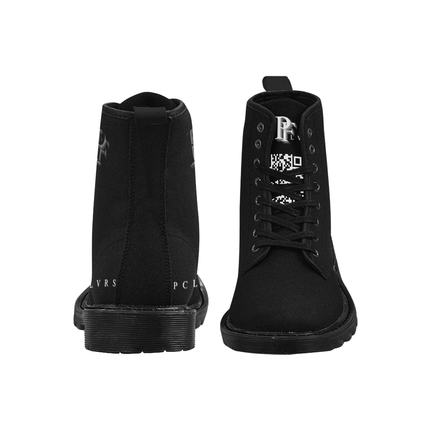 Men's Lace Up Canvas Boots (Model1203H)(Black)