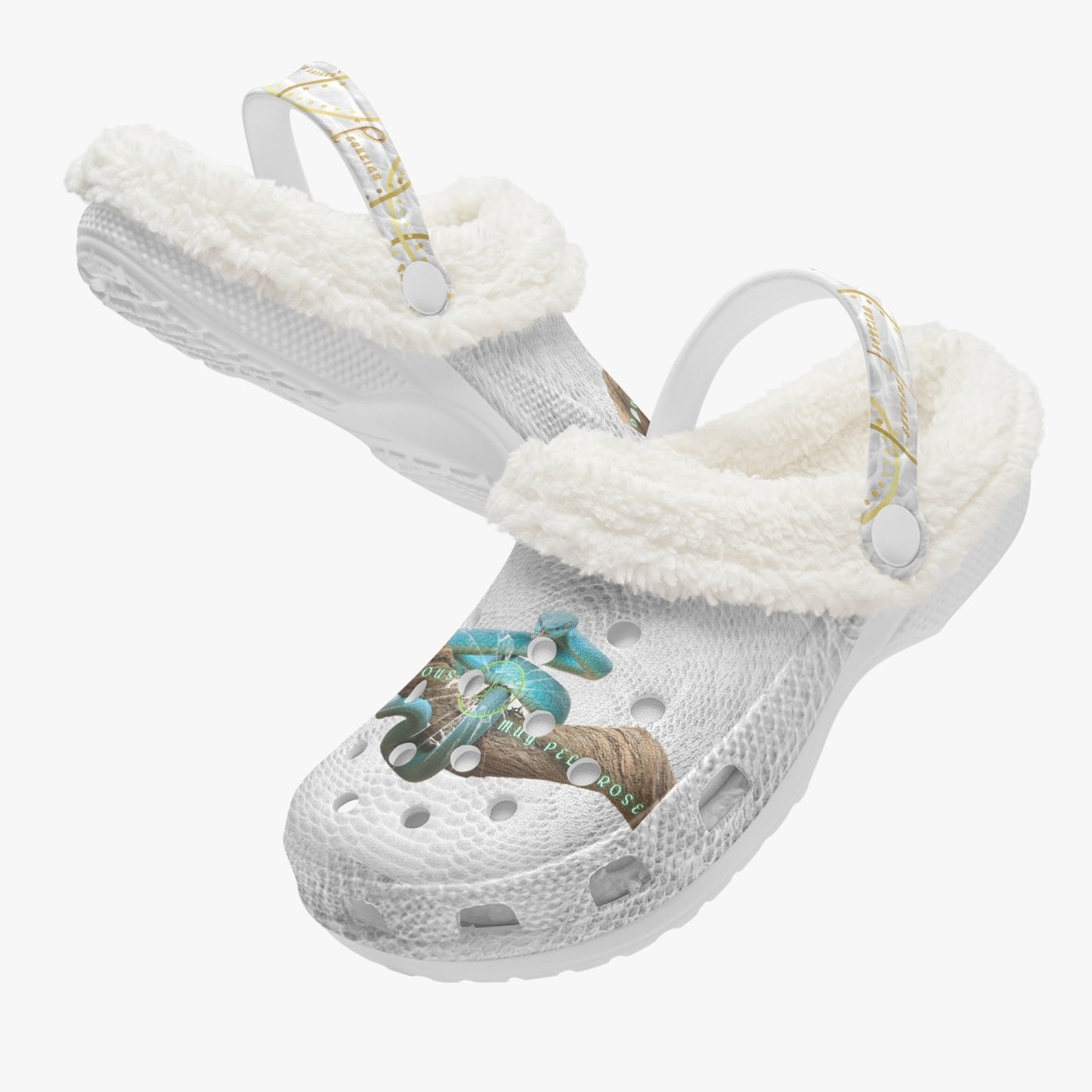 Streamwear - Dangerous, Muy Peligrose - White Lined Fluffy Crocs - by Peculiar Flavours - 8 - 15 days shipping