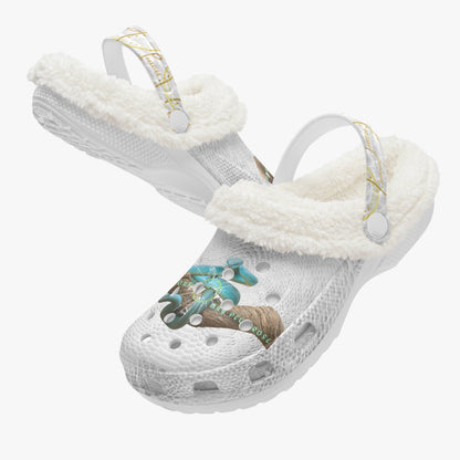 Streamwear - Dangerous, Muy Peligrose - White Lined Fluffy Crocs - by Peculiar Flavours - 8 - 15 days shipping