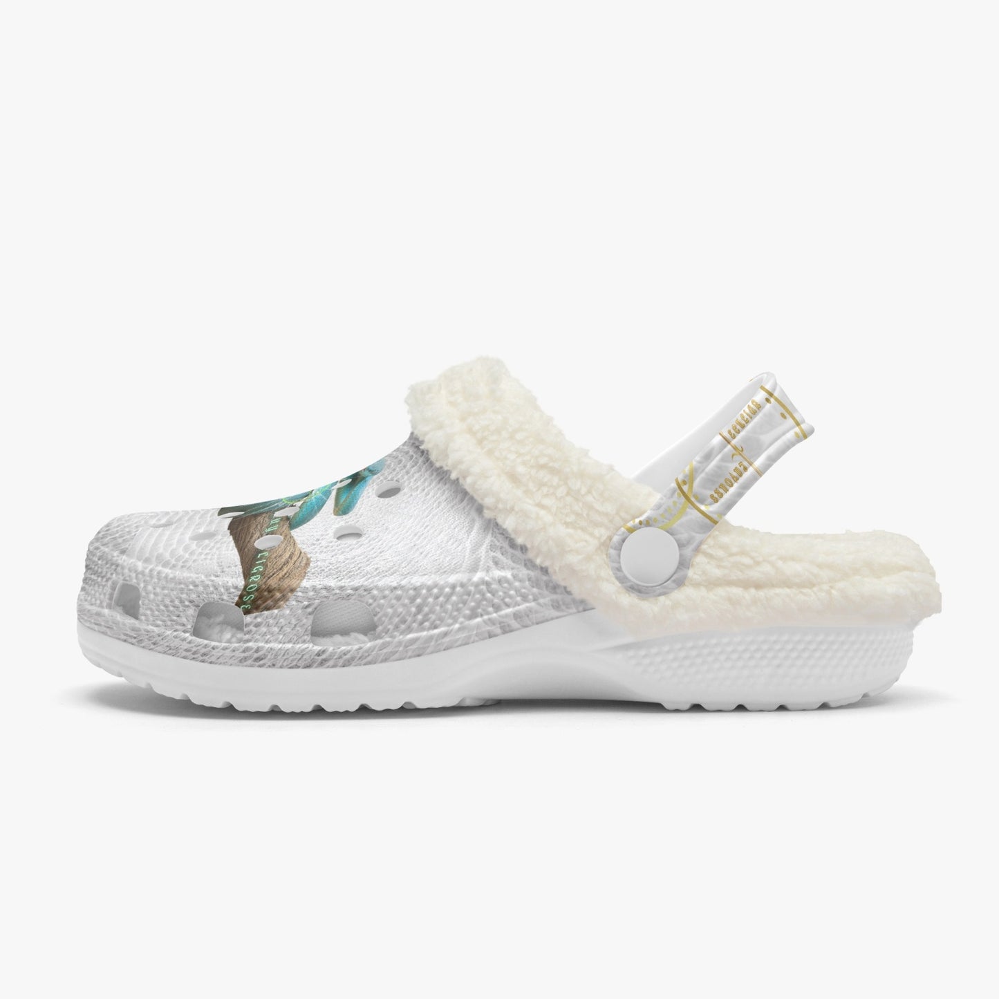 Streamwear - Dangerous, Muy Peligrose - White Lined Fluffy Crocs - by Peculiar Flavours - 8 - 15 days shipping