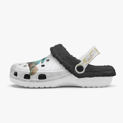 Streamwear - Dangerous, Muy Peligrose - White Lined Fluffy Crocs - by Peculiar Flavours - 8 - 15 days shipping