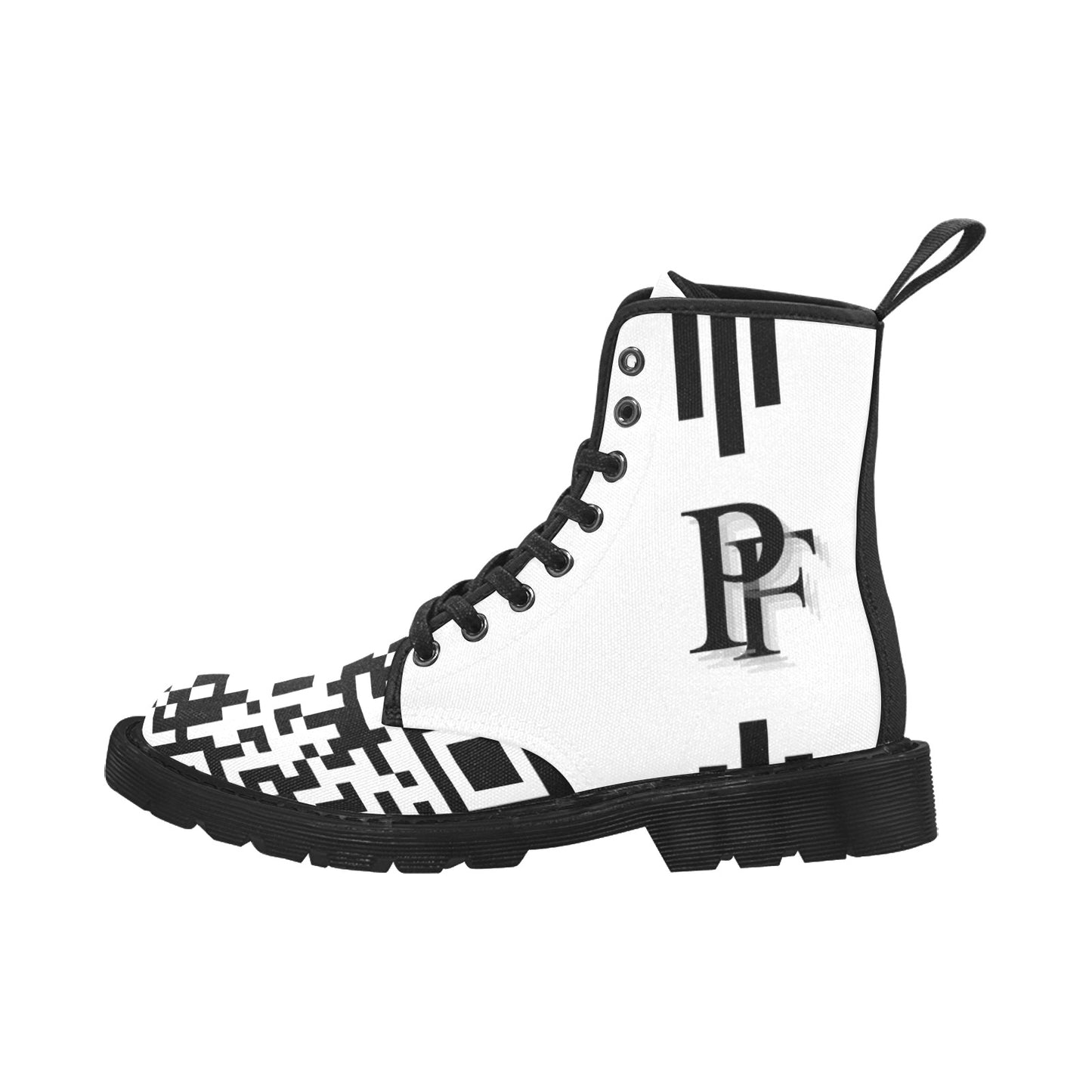 Men's Lace Up Canvas Boots (Model1203H)(Black)