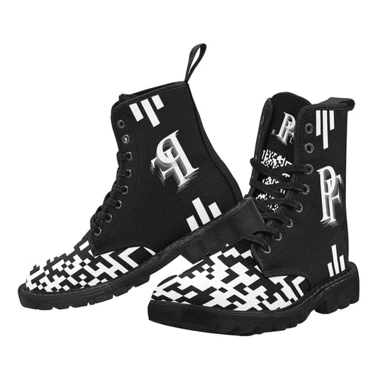 Men's Lace Up Canvas Boots (Model1203H)(Black)