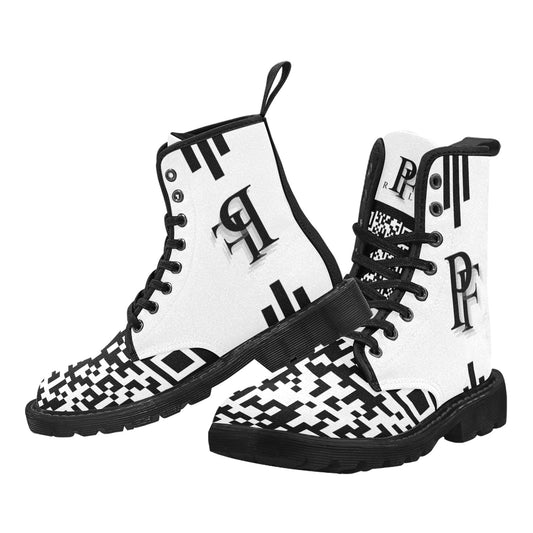 Men's Lace Up Canvas Boots (Model1203H)(Black)