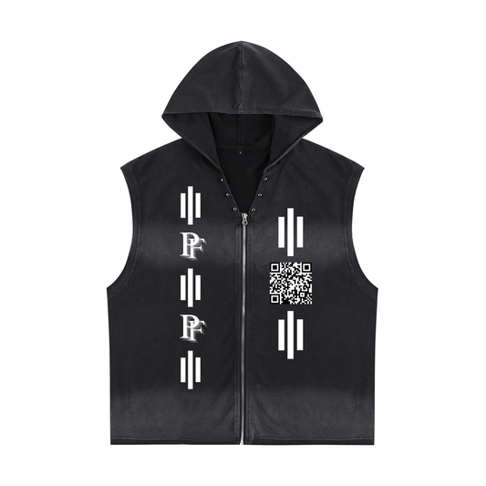 Vintage Washed Zip-Up Hooded Tank Top